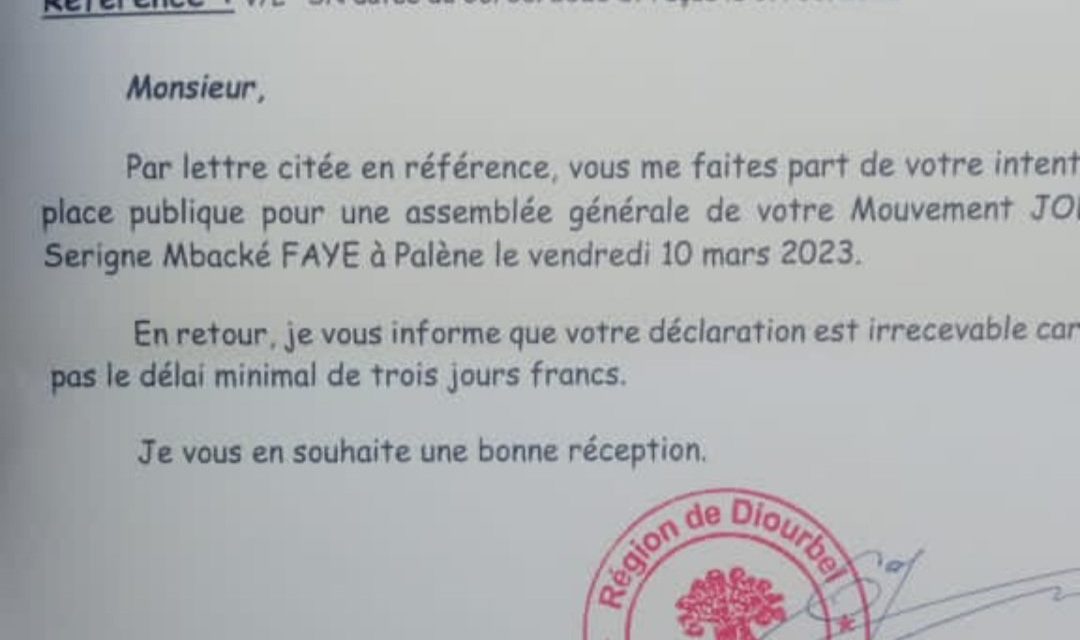 MBACKÉ – Le préfet interdit un meeting d’investiture de Macky