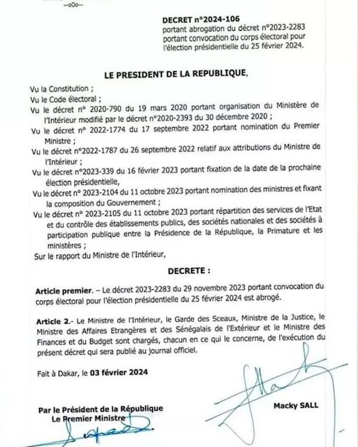 PRESIDENTIEL - Le projet annulant la convocation du collège électoral publié