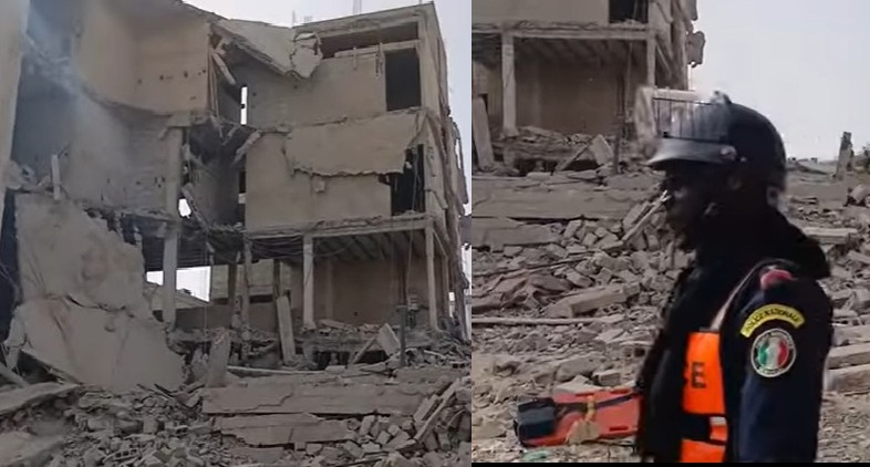 TOUBA - Un bâtiment en chantier s'effondre, des maçons coincés