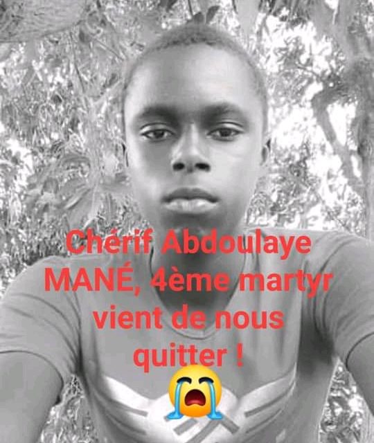 MORT D'UN AUTRE MANIFESTANT A BIGNONA- Le jeune Chérif Mané inhumé cet après-midi