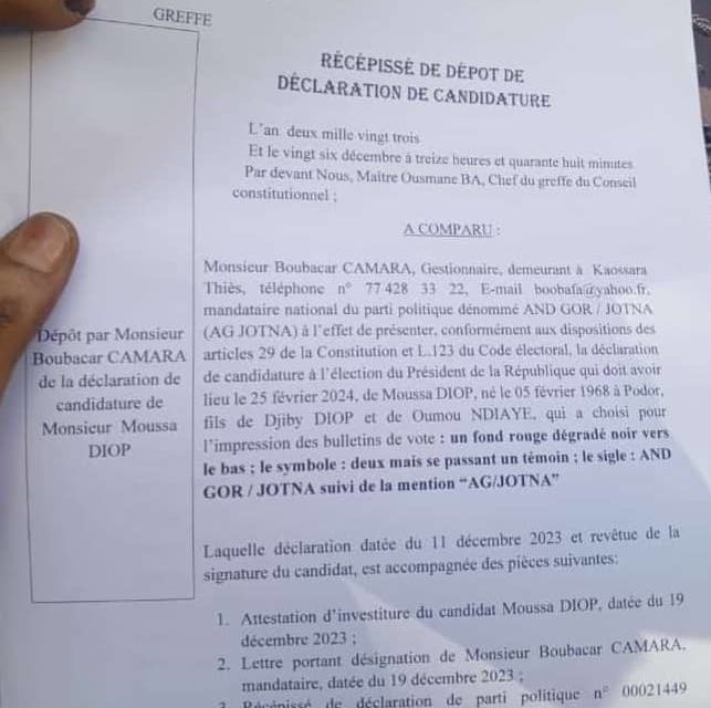 PRESIDENTIELLE 2024 - Me Moussa Diop dépose sa candidature