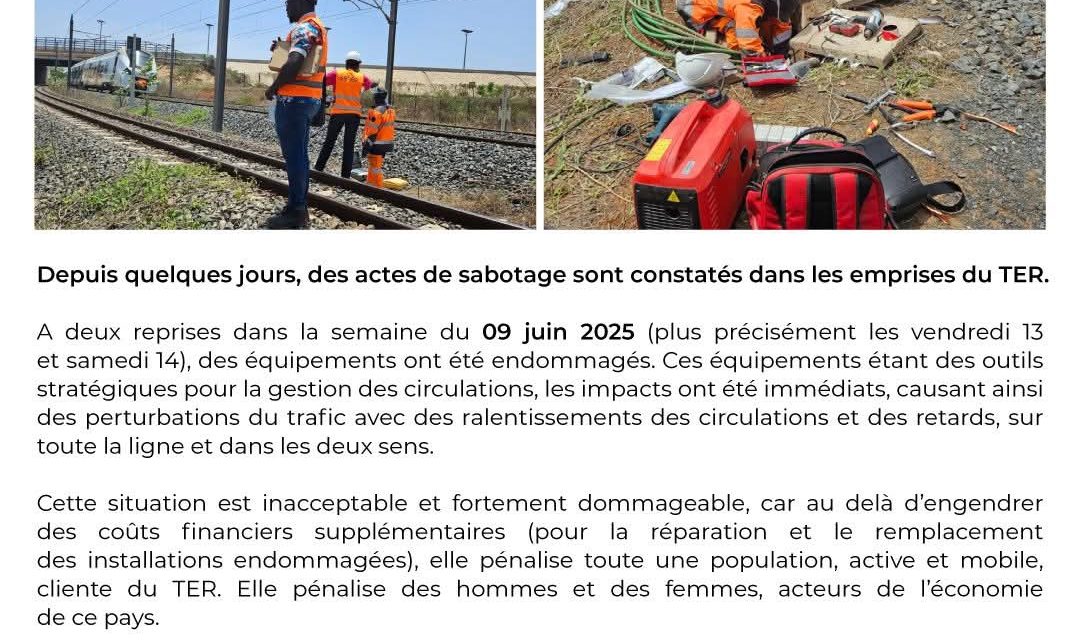 VANDALISME SUR LE TER- La Seter dénonce des actes de sabotage