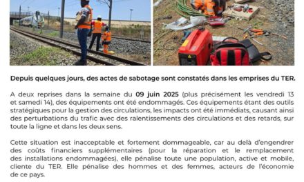 VANDALISME SUR LE TER- La Seter dénonce des actes de sabotage