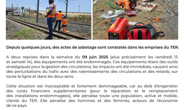 VANDALISME SUR LE TER- La Seter dénonce des actes de sabotage