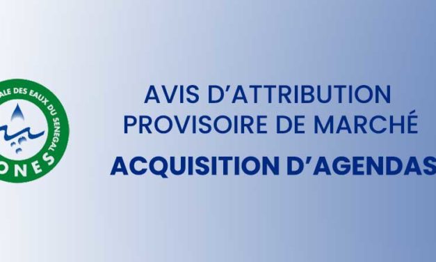 SONES - Avis d'attribution de marché - Acquisition d'agendas