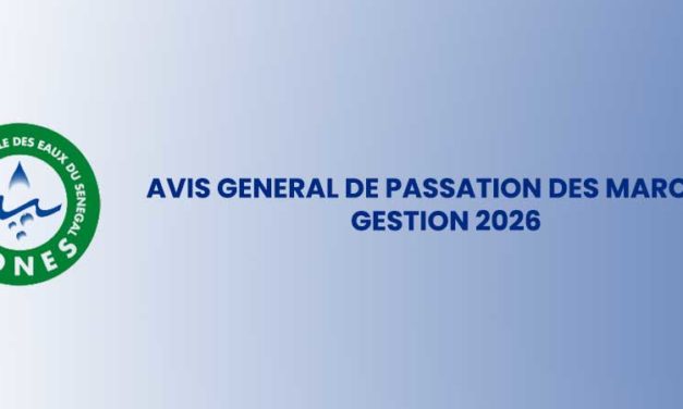 SONES - Avis général de passation des marchés gestion 2026