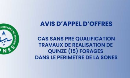Cas sans pré qualification travaux de réalisation de quinze (15) forages  dans le périmètre de la SONES