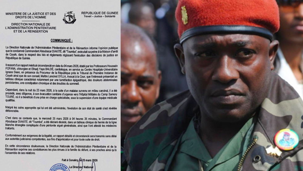 GUINEE : Décès du Commandant « Toumba » Diakité en détention