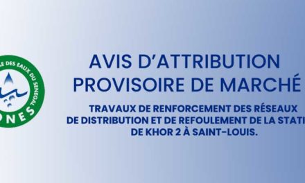 Travaux de renforcement des réseaux de distribution et de refoulement de la station de Khor 2 à Saint-Louis.