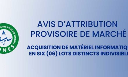 SONES -  Acquisition de matériel informatique, en six (06) lots distincts indivisibles.