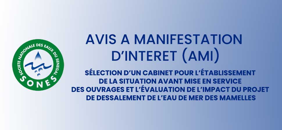 Sélection d’un cabinet pour l’établissement de la situation avant mise en service des ouvrages